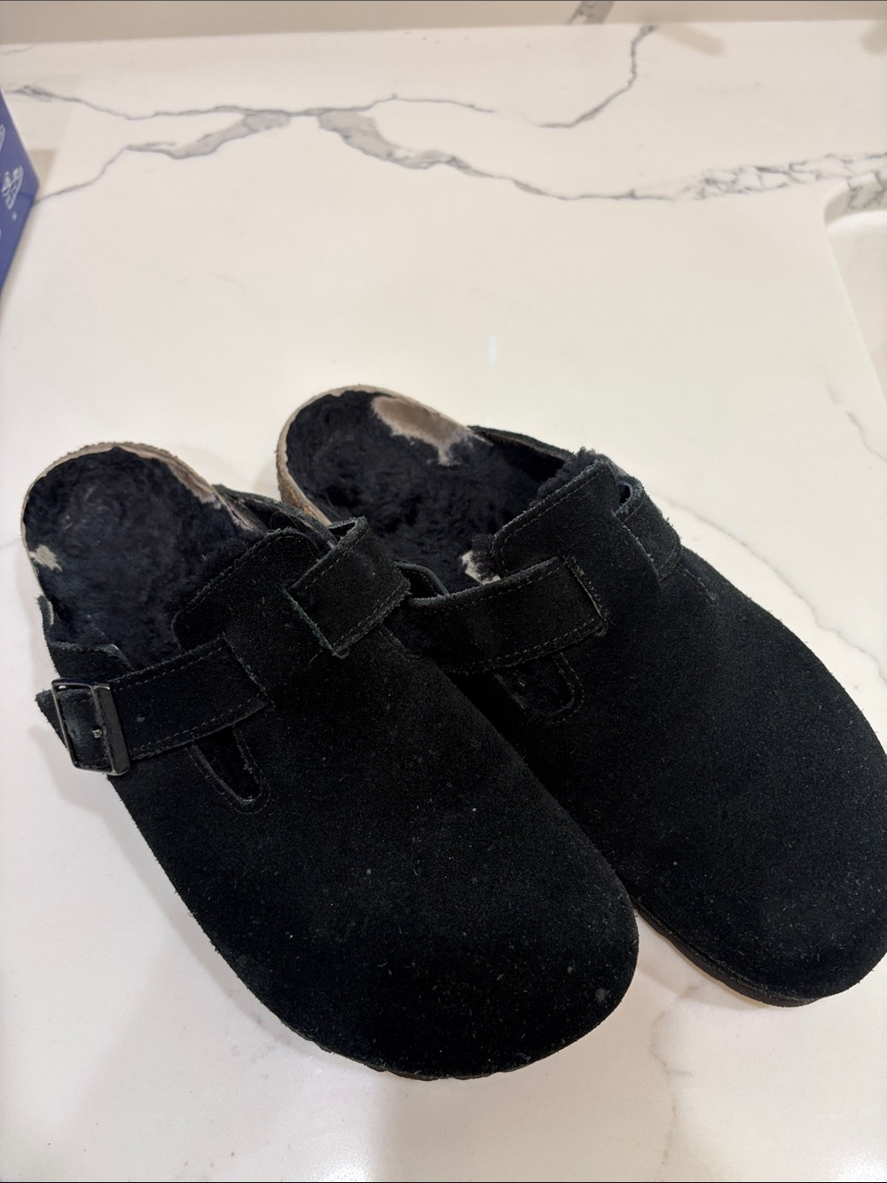Birkenstock Boston VL/Fell black suede